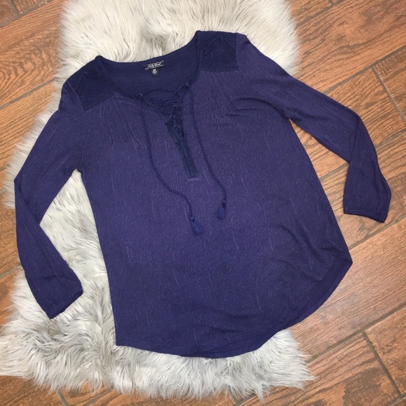 Lucky Brand Tops - CLOSET CLOSING SALE! Crochet Panel Lace Up Tee
